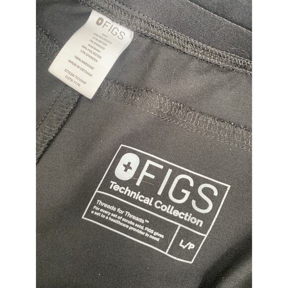 Figs Black Track Pants with Gray Drawstring - Picture 6 of 9